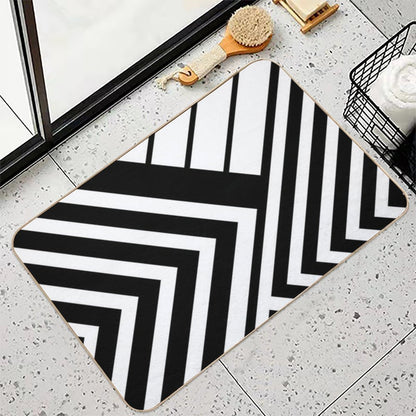 Black And White Geometric Lines  Slip-Resistant Bath Mat