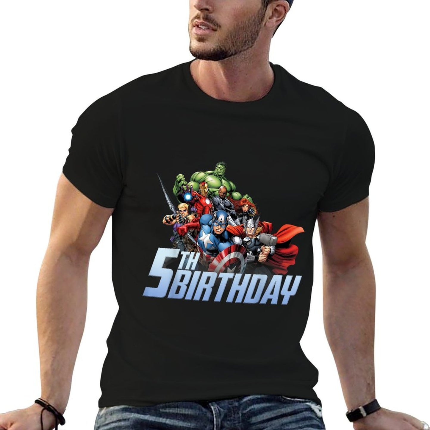 Marvel Avengers Action Shot 5th Birthday  Graphic-printed T-Shirt