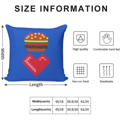 8-BIT BURGER LOVE Soft Decorative Cover Throw Pillow