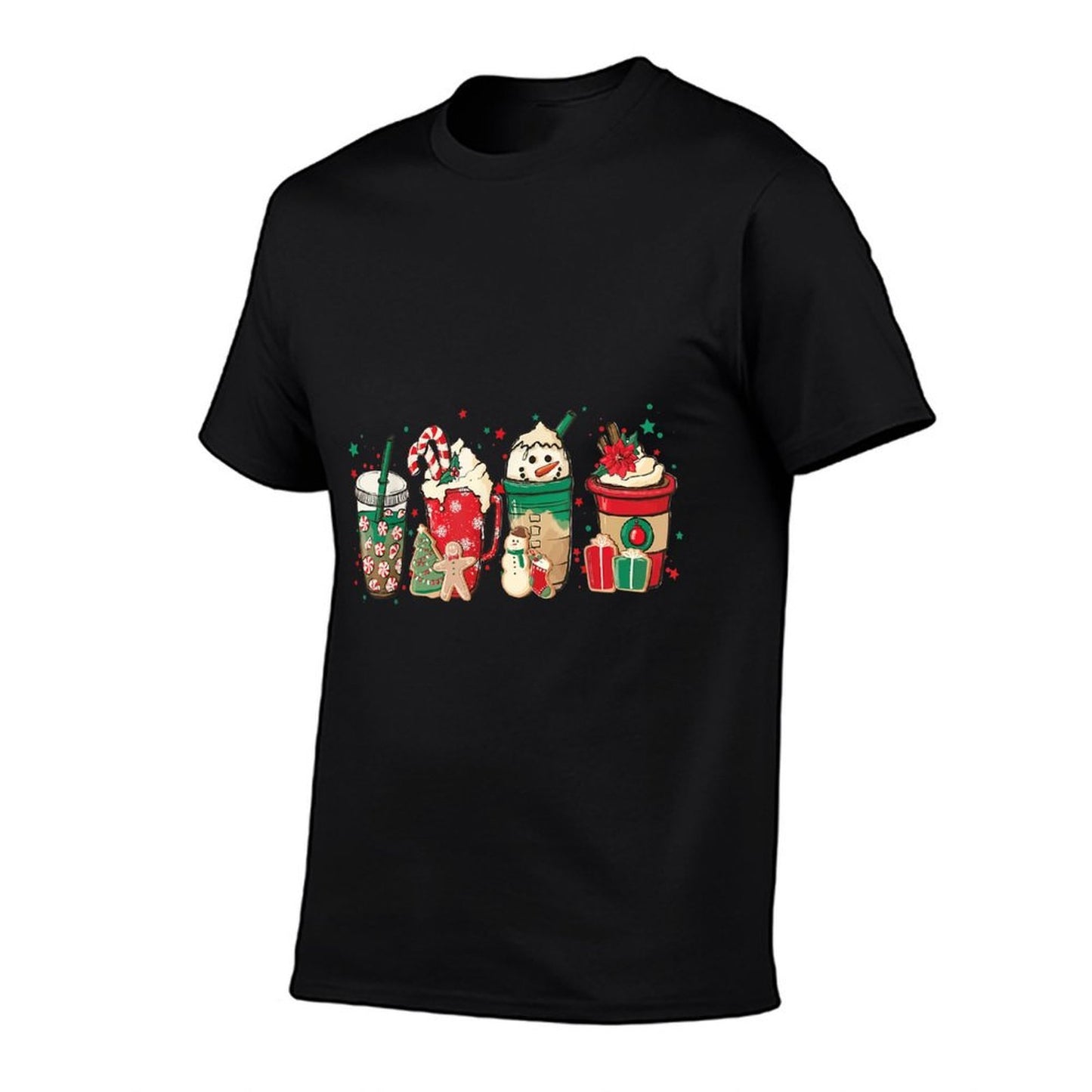 Vintage Santa Christmas Snowman Coffee Latte Mens Womens  Oversized Silhouette T-Shirt