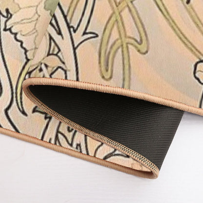 Alfonse Mucha Art Nouveau Peonies  Easy Maintenance Bath Mat