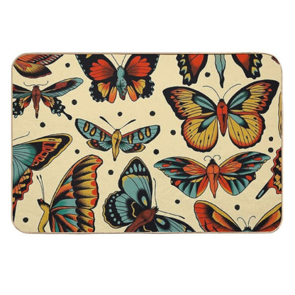 Butterflies Traditional Tattoo Flash  Eco-Friendly Bath Mat