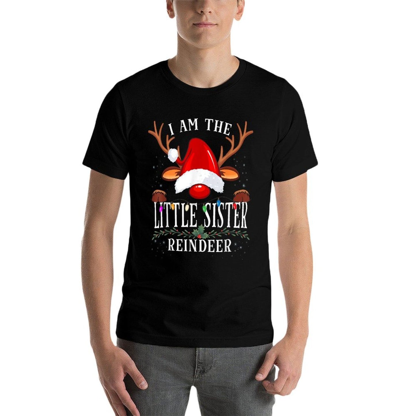 I Am The Little Sister Reindeer Christmas Family  Breathable T-Shirt