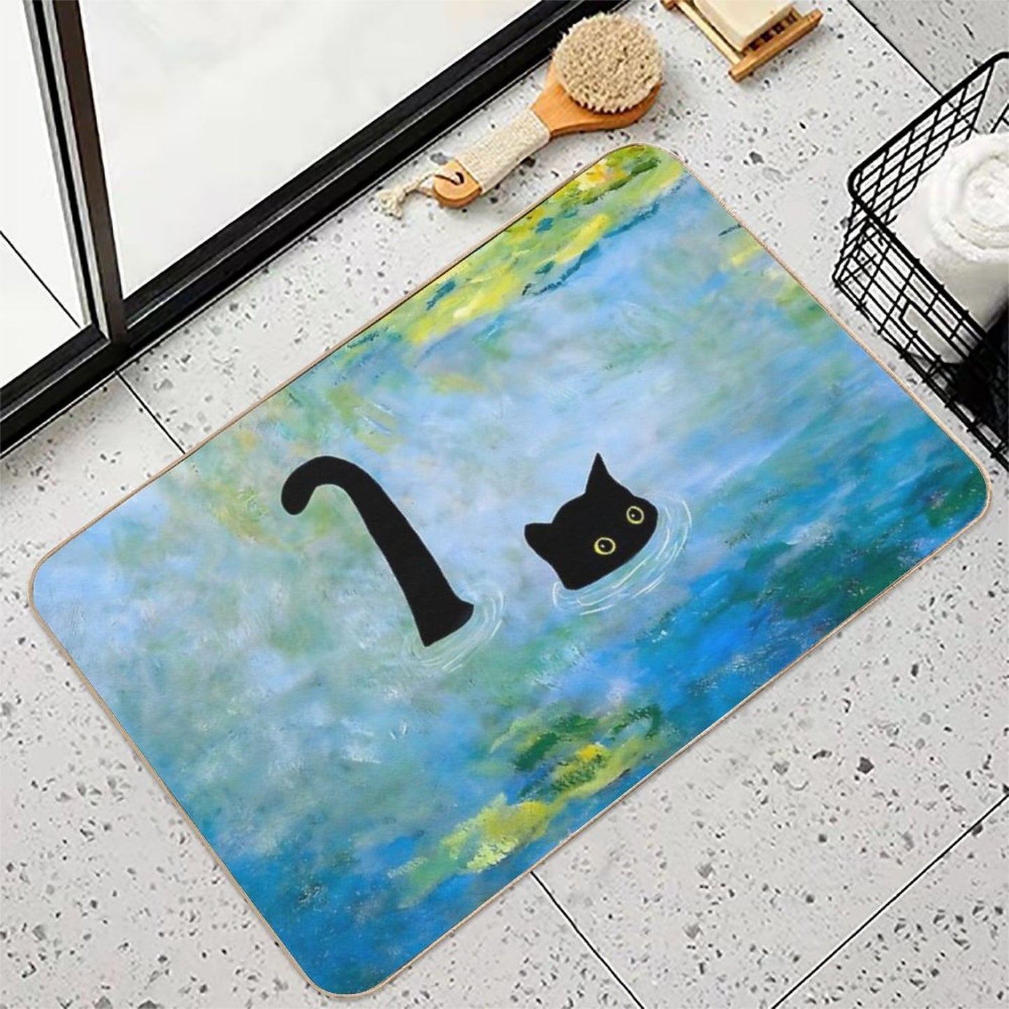 Claude Monet, Cat in Water Lilies, 1906  Long-Lasting Bath Mat