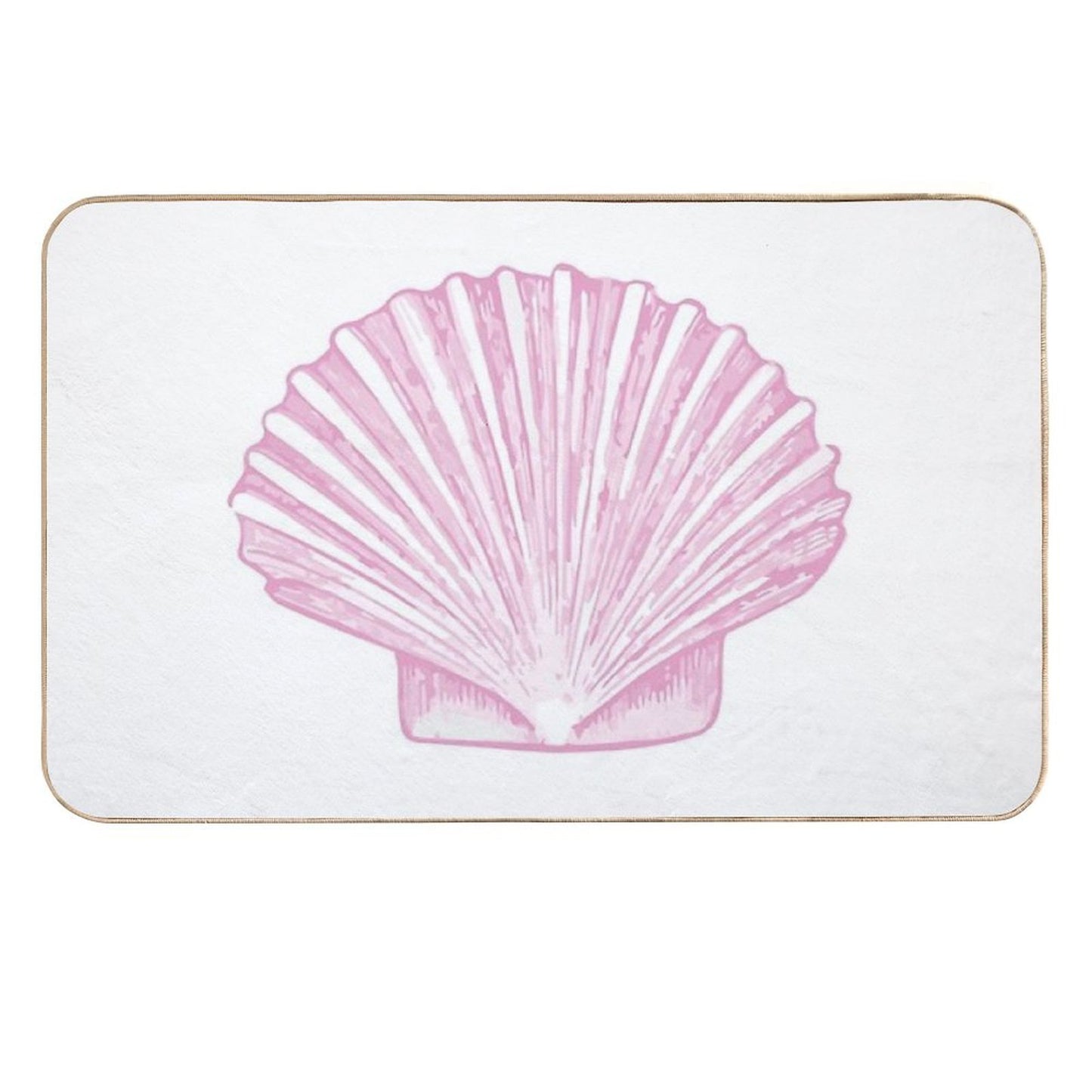 Pink Sea Scallop Shell Sketch  Toxin-Free Bath Mat