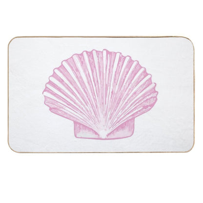 Pink Sea Scallop Shell Sketch  Toxin-Free Bath Mat
