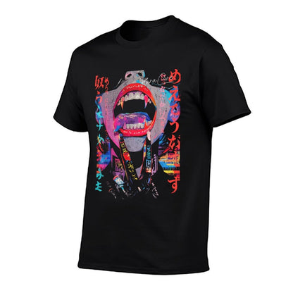 Japanese Streetwear Cyberpunk Y2K Retro Techwear Manga Anime  Graphic-printed T-Shirt