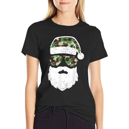 Camo Santa Claus Sunglasses Kids Camouflage Funny Camo Boys  Tagless Design T-Shirt