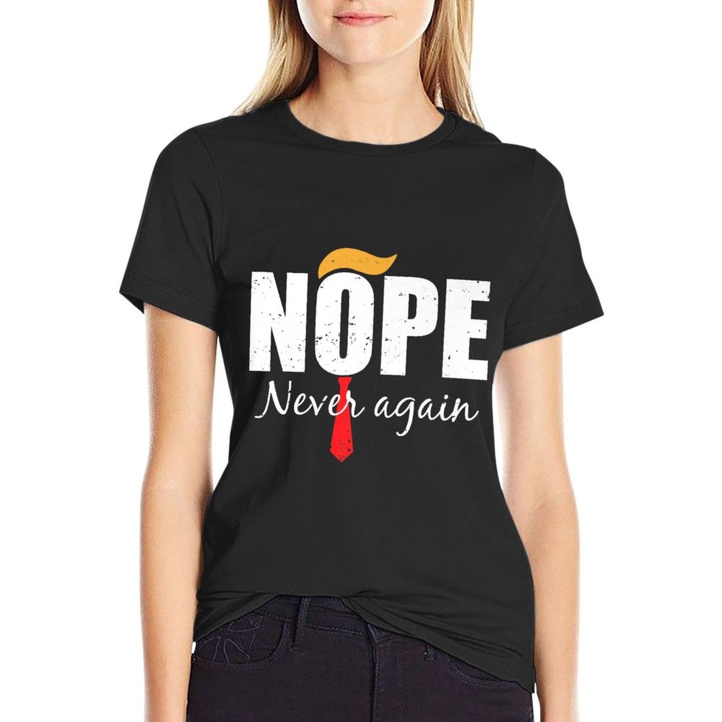 Nope Never Again Funny Trump Hair Premium  Trendy Pattern T-Shirt