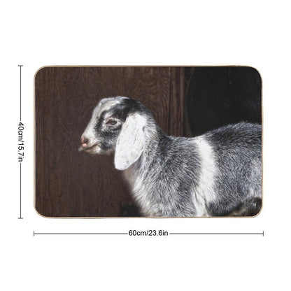 Cute Gray And White Baby Goat  High-Traffic Bath Mat