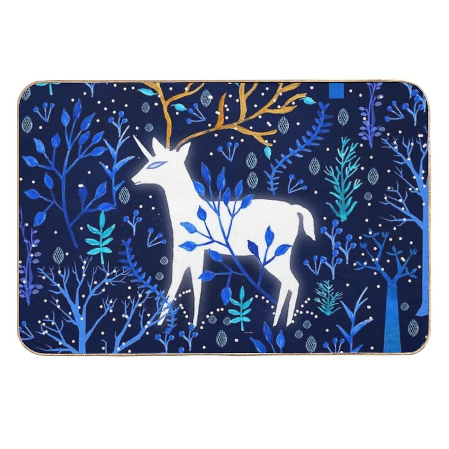 Deericorn In Blue  Non-Slip Bath Mat