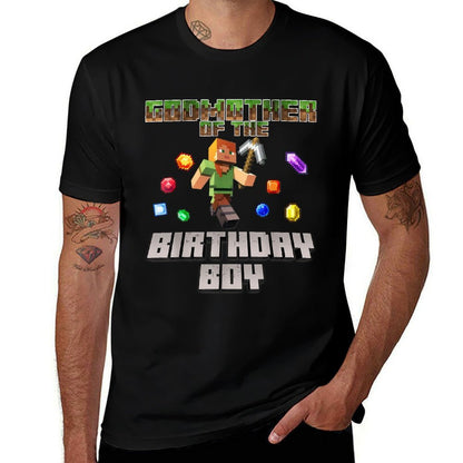 Godmother Of The Birthday Boy Video Gamer Pixel Number  Eco-friendly Material T-Shirt