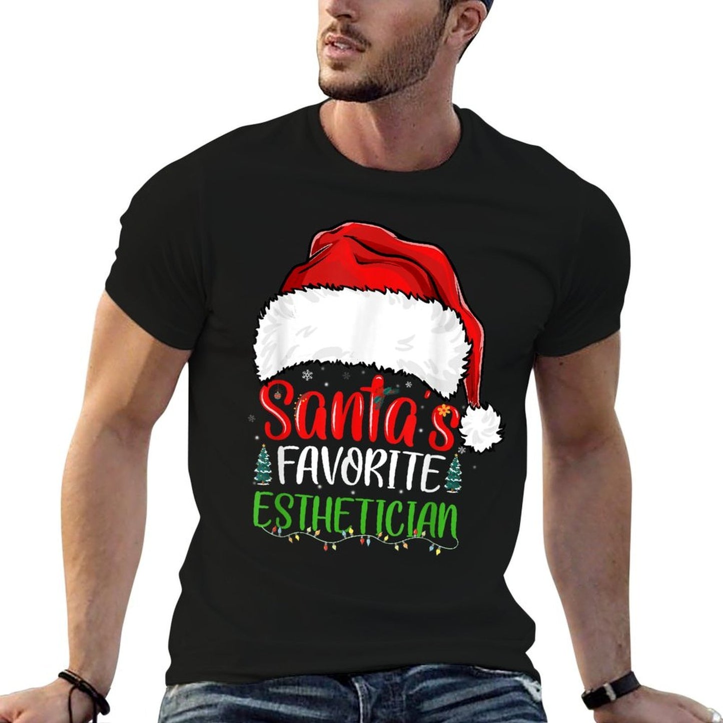 Santas Favorite Esthetician Funny Christmas Esthetician  Polyester Blend T-Shirt