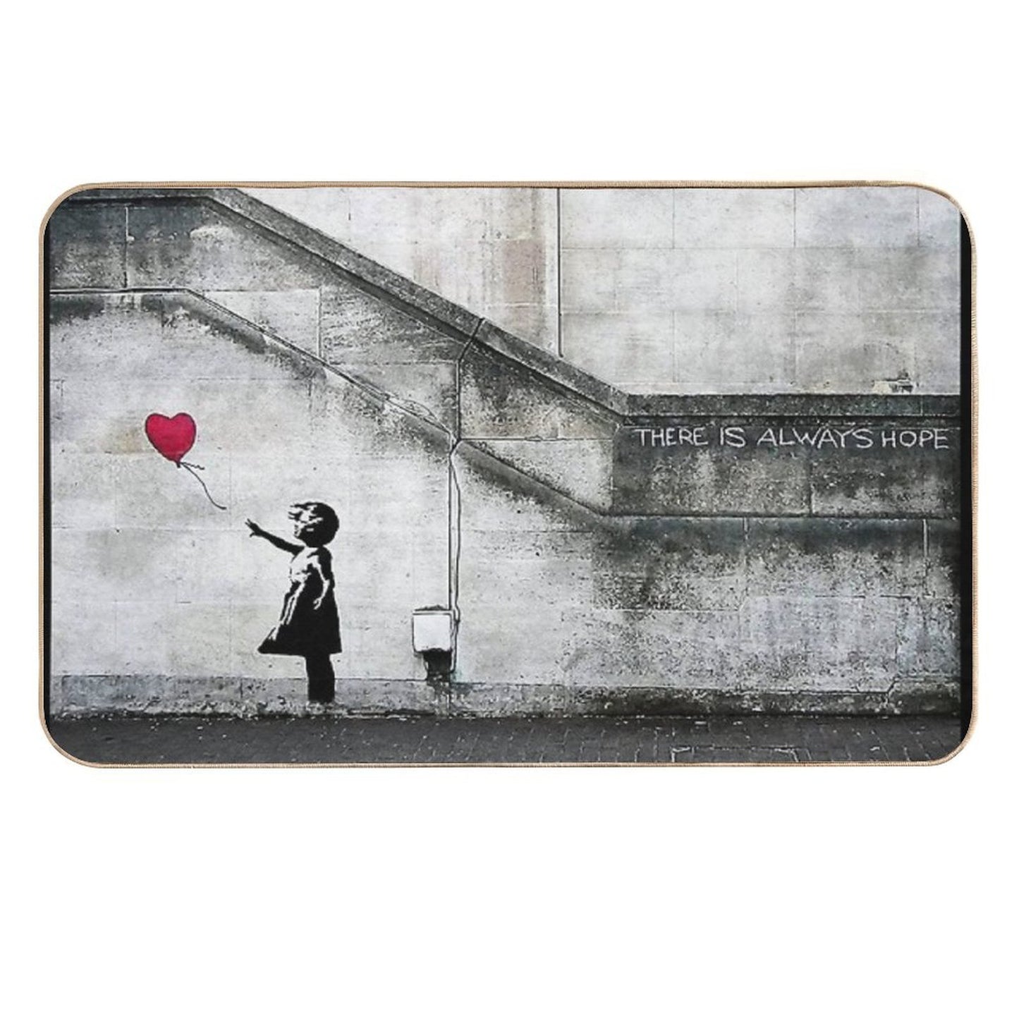 Balloon Girl - There Is Always Hope  Original Mural Banksy  Easy To Clean Bath Mat