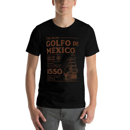 Gulf of Mexico Name Origin 1550  Ribbed Collar T-Shirt