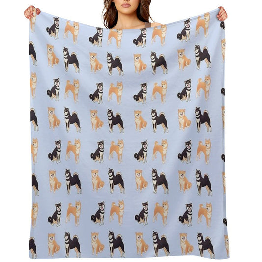 Shiba Inu Dogs Pack Sustainable Throw Blanket