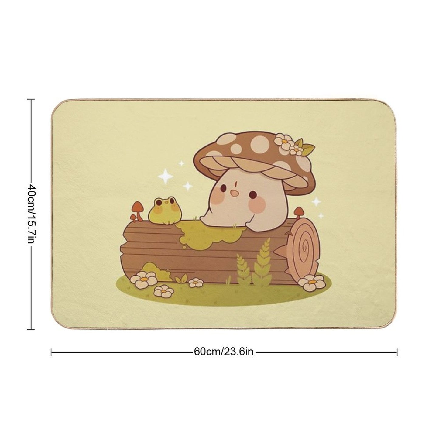 Mushroom And Frog Friends  Easy To Clean Bath Mat