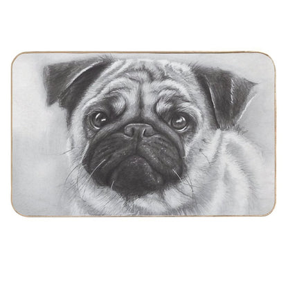 Pug Drawing  Repositionable Bath Mat
