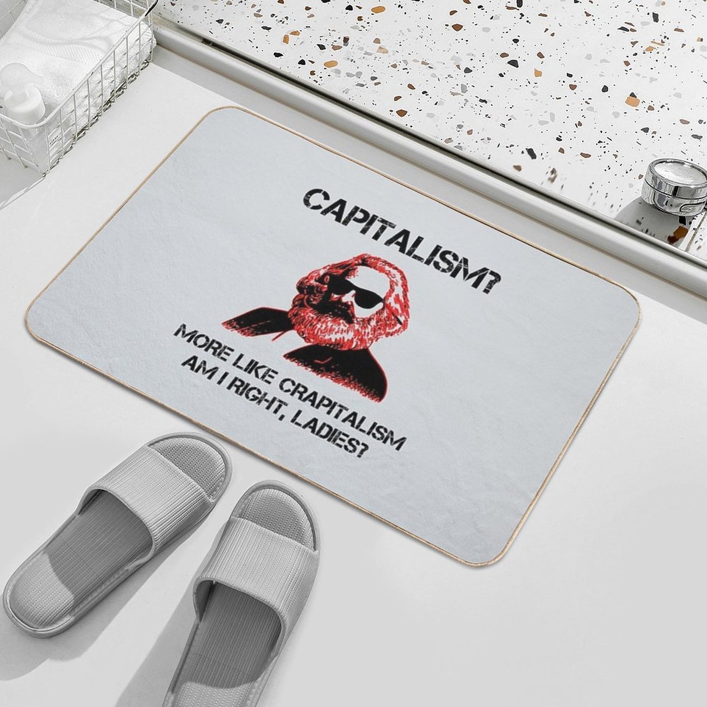 Funny Capitalism Communist T-Shirt Karl Marx Crapitalism  Multi-Purpose Bath Mat