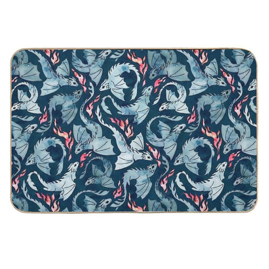 Dragon Fire Dark Blue  Anti-Trip Bath Mat