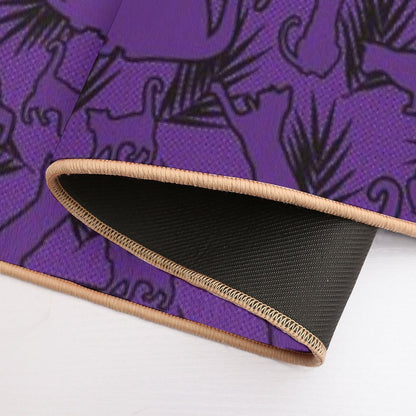 Feral Flora Gothic Cat Pattern with Jungle Flair in Black  Stain-Proof Bath Mat