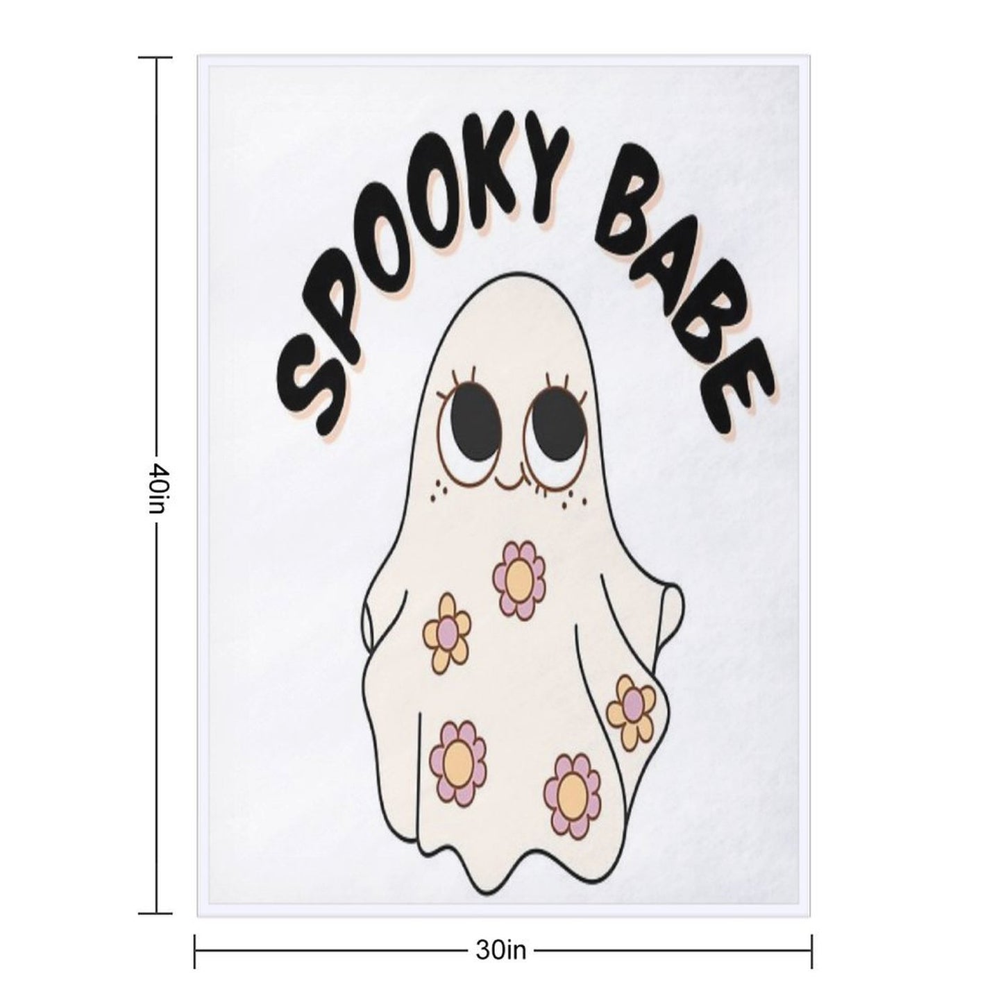 Spooky Babe  Cute Retro Halloween Ghost Girl Aesthetic Typography Design Durable Throw Blanket