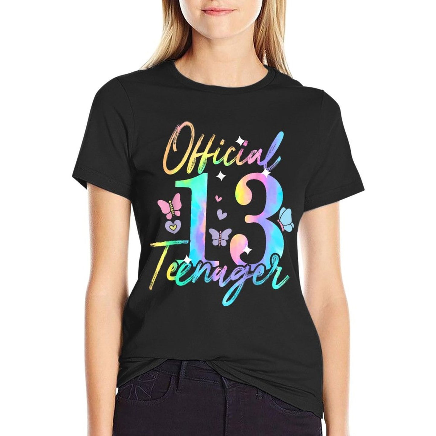 13th Birthday Girls 13 Years Officialnager Birthday 13  Ribbed Collar T-Shirt
