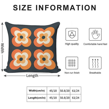 Retro Flowers - Orange And Charcoal Soft Bedroom Essential Throw Pillow
