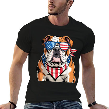 American Patriotic Bulldog 4th Of July 2025 USA Men  Wrinkle-resistant T-Shirt