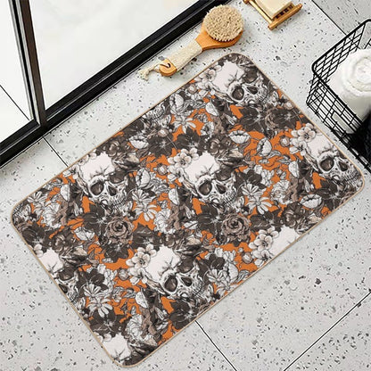 SKULLS ORANGE  Easy Maintenance Bath Mat