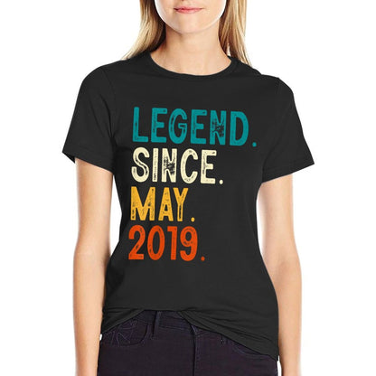 Kids 4 Year Old Legend Since May 2019 4th Birthday  Cotton T-Shirt