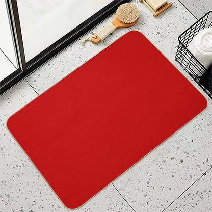 Cherry Red Solid Color  Long-Lasting Bath Mat