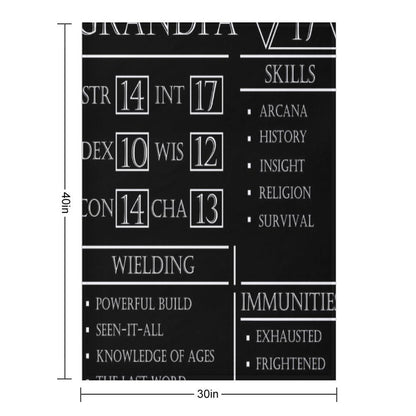 Grandpa Stats - Character Sheet - White Lightweight Throw Blanket