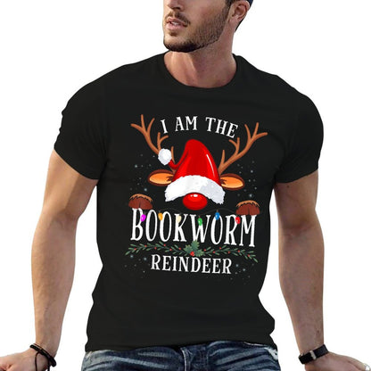 I Am The Bookworm Reindeer Christmas Family  Slim-fit Cut T-Shirt