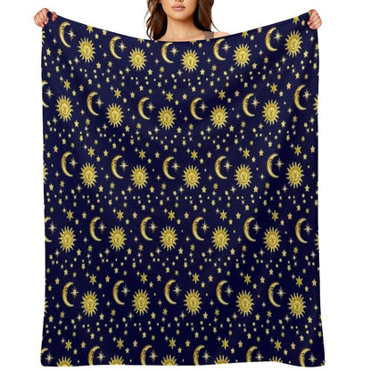 Sun, Moon & Stars Quick-dry Throw Blanket