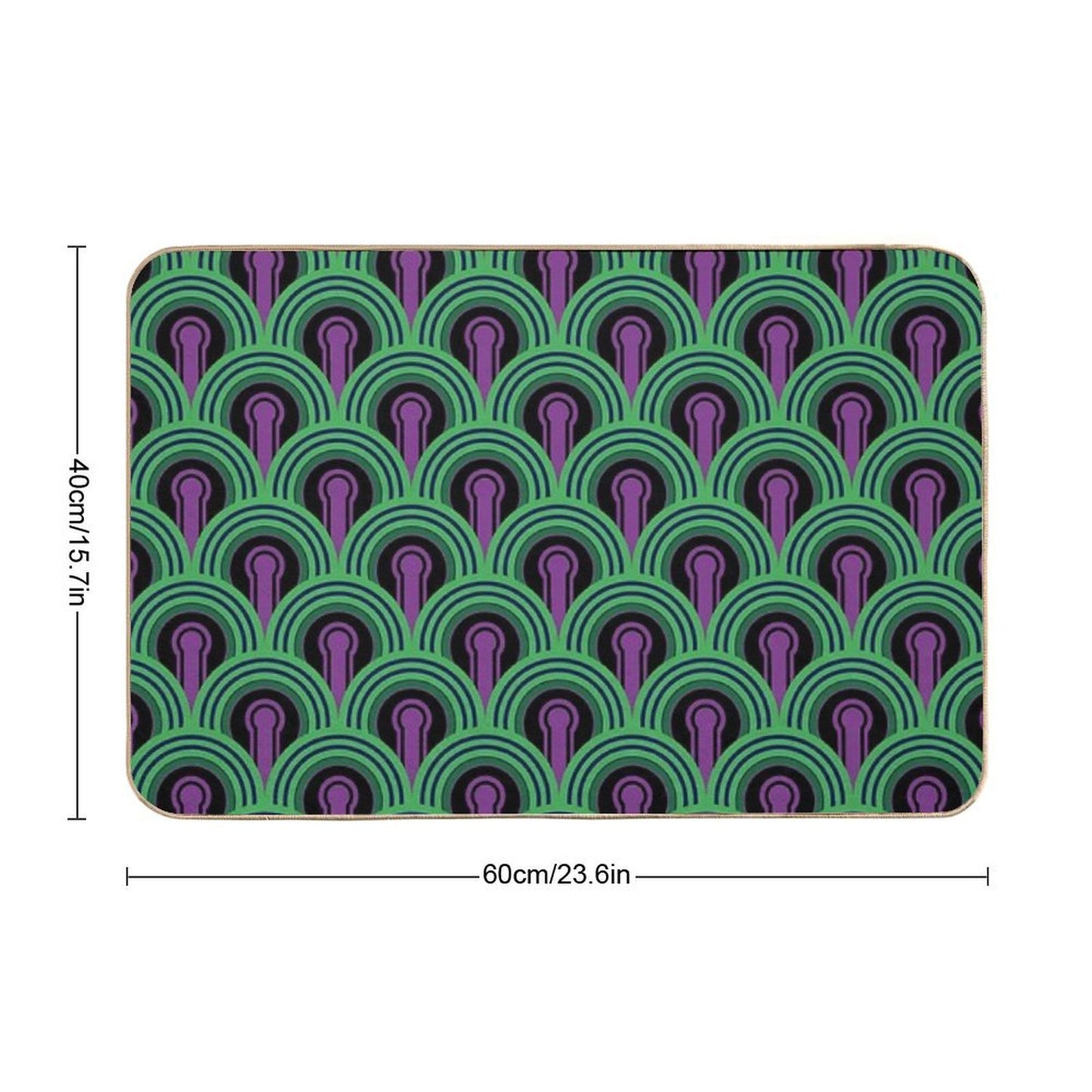 Geometric Pattern Keyhole Arch Deedree Daniel Green  Long-Lasting Bath Mat