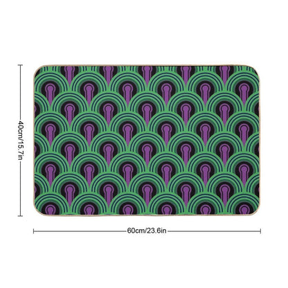 Geometric Pattern Keyhole Arch Deedree Daniel Green  Long-Lasting Bath Mat