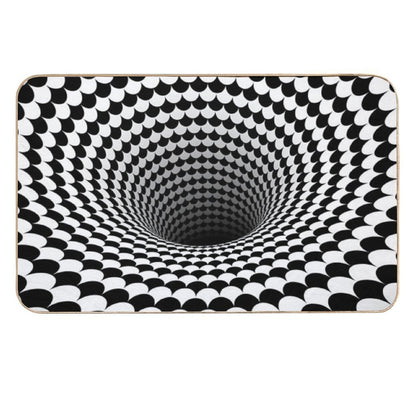 Optical Illusion Black And White Scales Houndstooth Black Hole Vortex  Stain-Proof Bath Mat