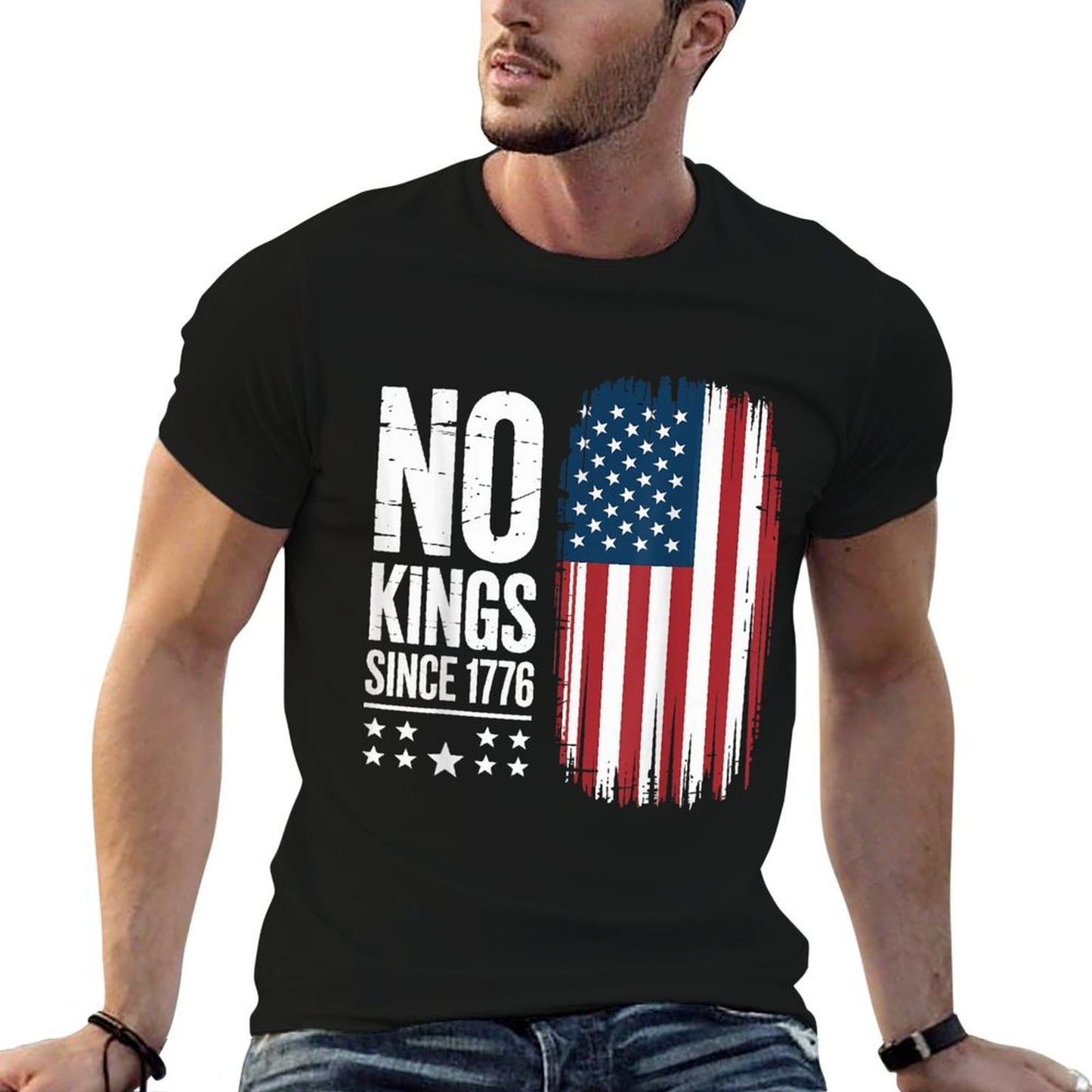 No Kings in America Since 1776 Independence Day  Wrinkle-resistant T-Shirt