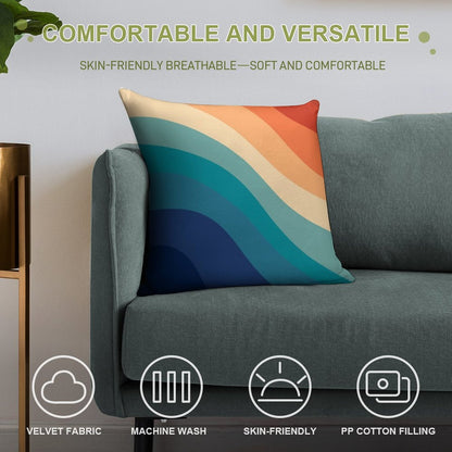 Retro Summer Wave #1 #minimal #decor #art Soft High-Density Material Throw Pillow