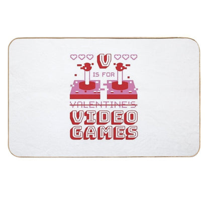 V Is For Video Games - Gaming Is My Valentine Durable Bath Mat
