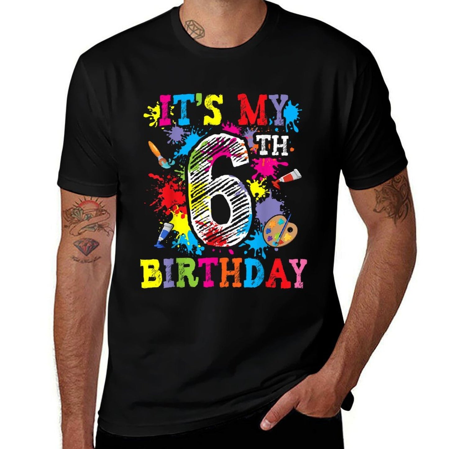 It's My 6th Birthday Painting Art Paint 6 Year Old Artist  Easy-care T-Shirt