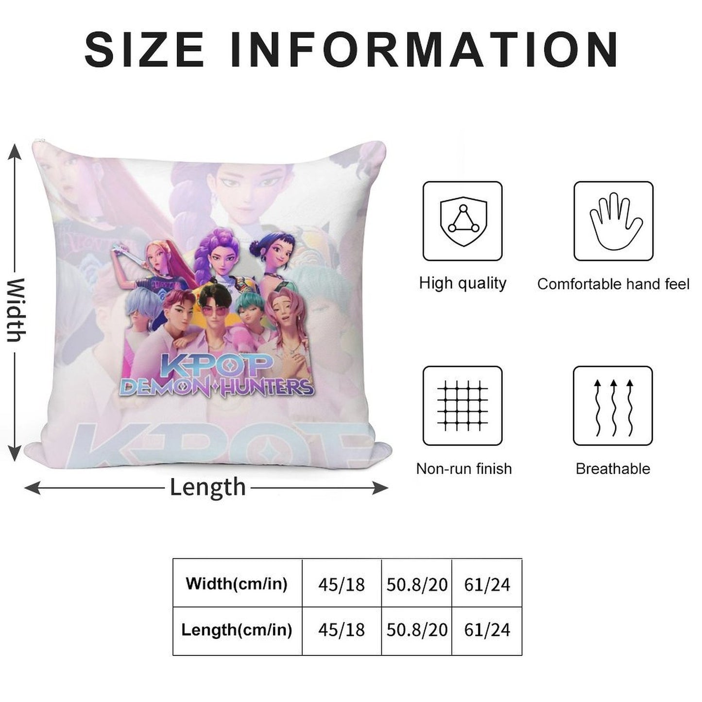 Kpop Demon Hunters Soft Washable Throw Pillow