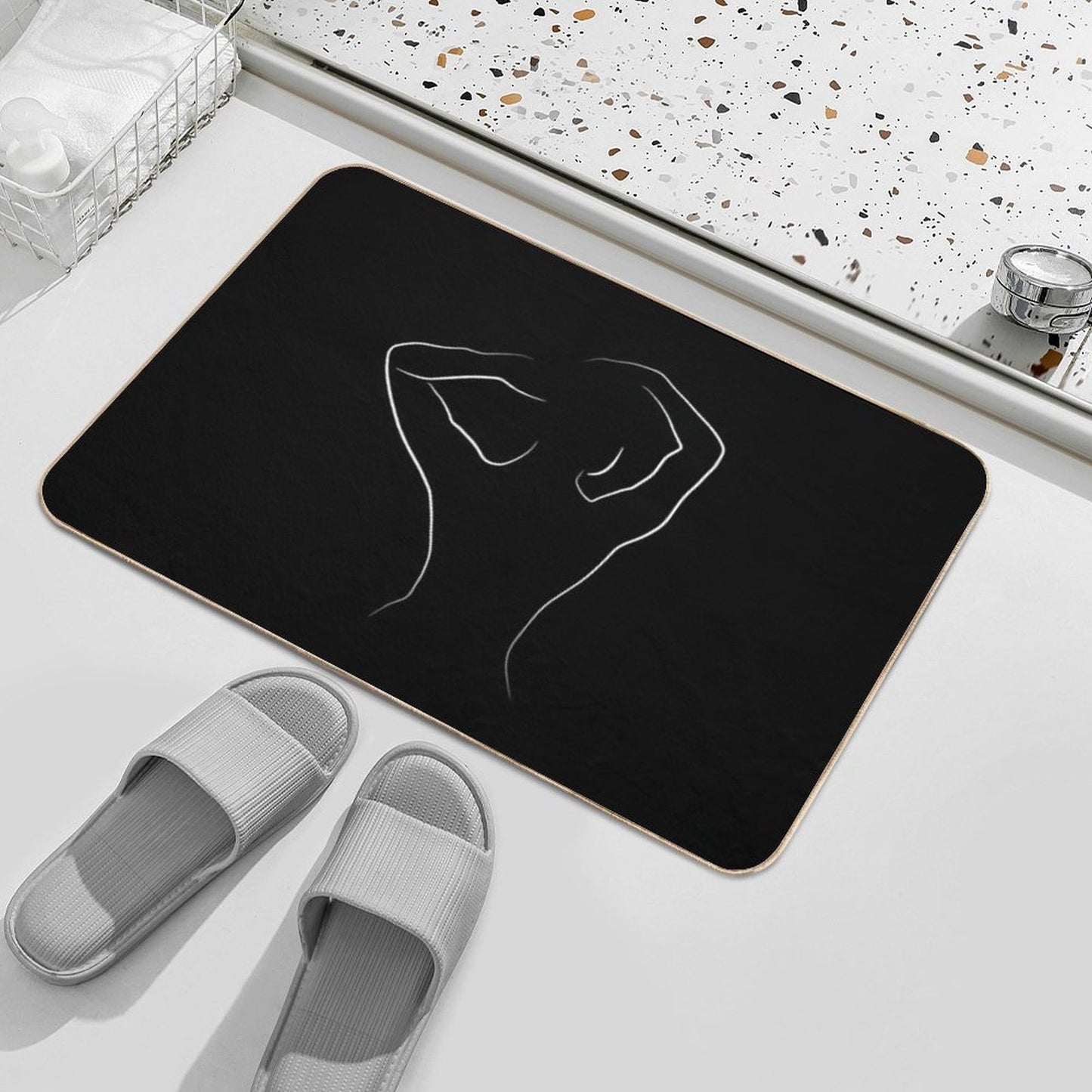 Woman Body Outline Drawing - Miss Mina  Slip-Resistant Bath Mat