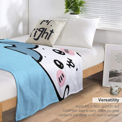 Peek A Boo Hachiware ハチワレ  Chiikawa ちいかわ Usagi うさぎ  Cute Kawaii Characters Bear Cat Rabbit Versatility Throw Blanket