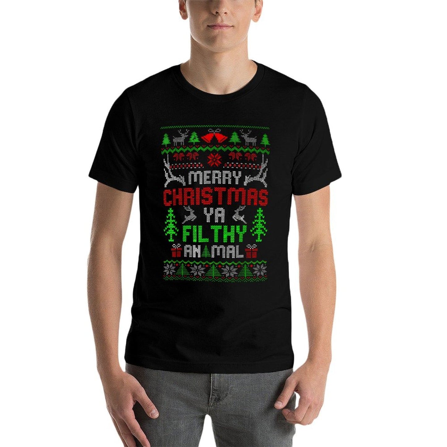 Merry Christmas Animal Filthy Ya Xmas Pajama  Ribbed Collar T-Shirt
