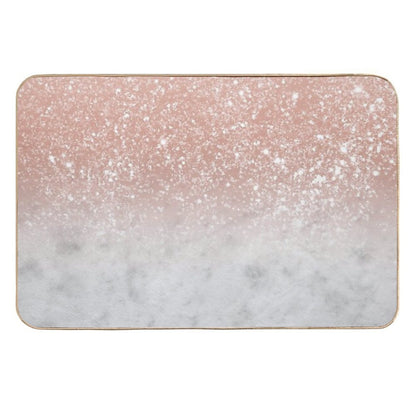 White Marble Rose Gold Ombre Glam #1 (Photo of Glitter Only - Not Reflective)  Anti-Trip Bath Mat