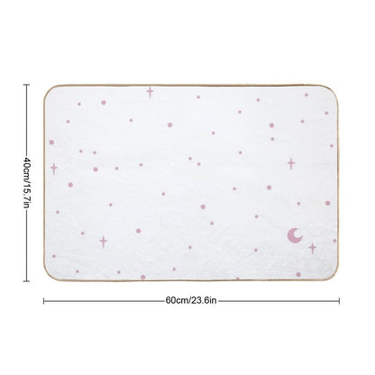 Dusty Pink Stars on White  Easy Maintenance Bath Mat