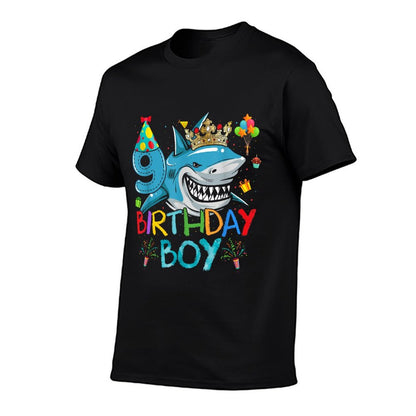 9th Birthday Shark Ocean Theme Party 9 Years Old For Boy  Easy-care T-Shirt