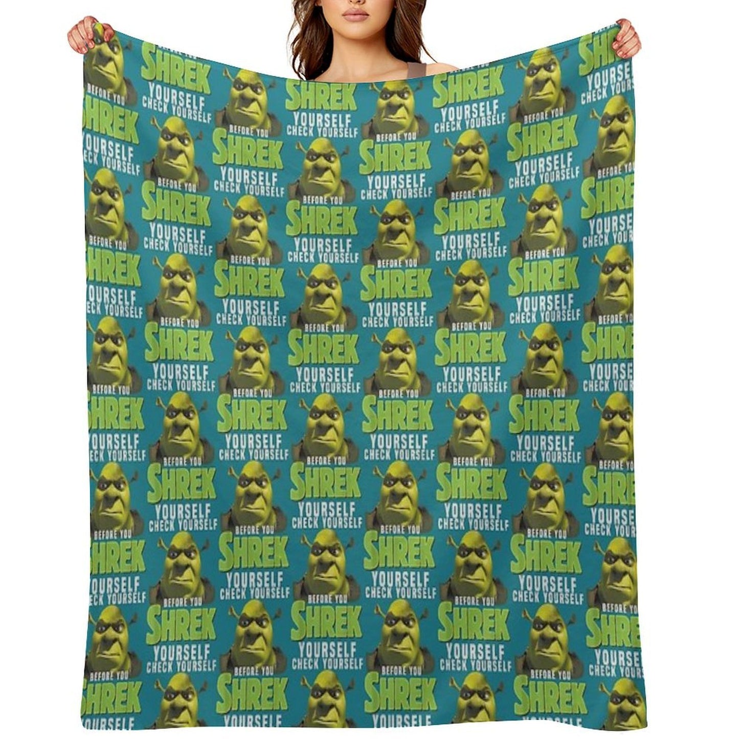 Sexy Shrek  Shrek Meme Face  Shrek Wazowski Lightweight Throw Blanket